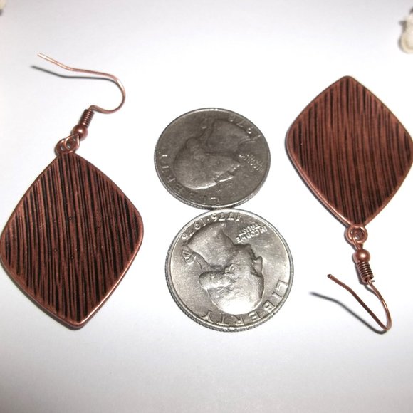 Boho Copper Earrings Dangle Drop Rustic Costume Fashion Jewelry Set Pair C128 - Picture 3 of 4